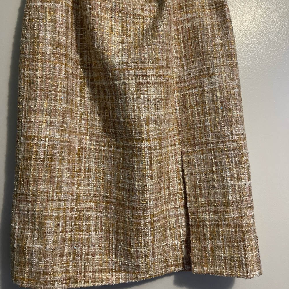 Boston Proper Tweed Pencil Skirt in Cream and Tan